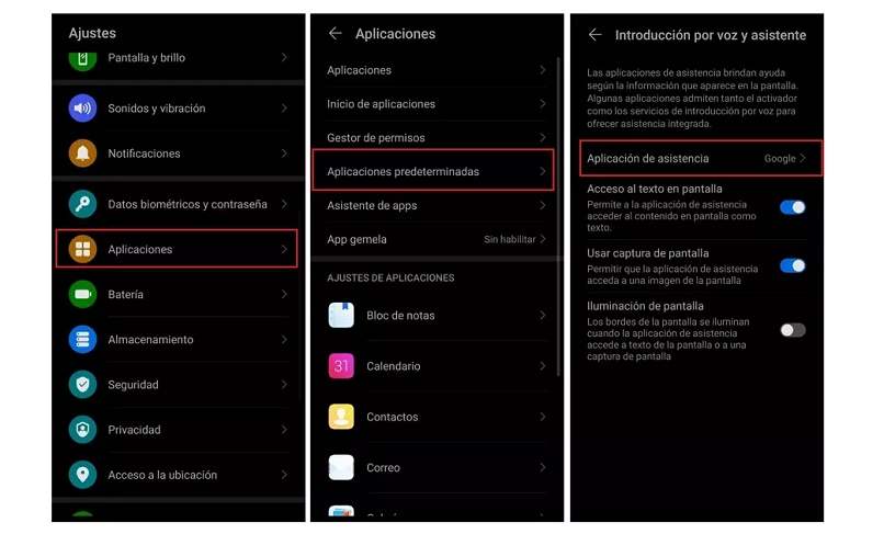 Paramètres et assistance vocale sur Android