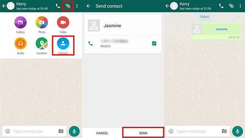 procédure pour envoyer des contacts sur whatsapp
