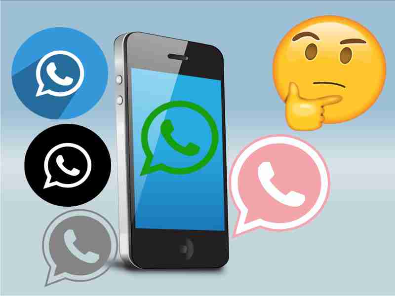 diverses icônes de couleur WhatsApp sur téléphone portable