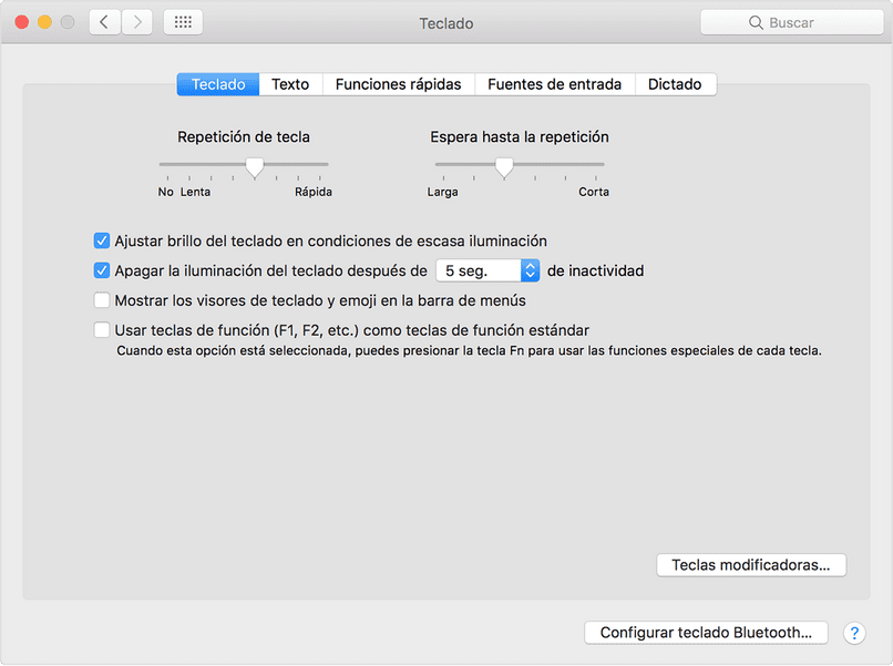 options de clavier macbook